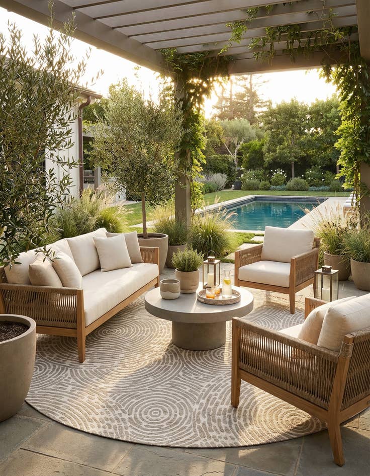 Detail image of  13' x 13'  Washable Modern Indoor / Outdoor Round Rug