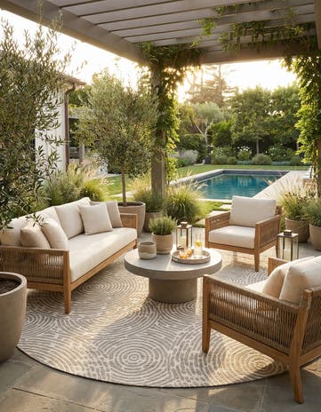 13' x 13' Easy-Clean Modern Indoor / Outdoor Round Rug