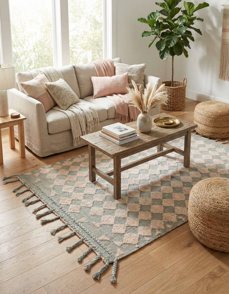 Detail image of 4' x 5' 9  Hand Knotted Moroccan Wool Rug