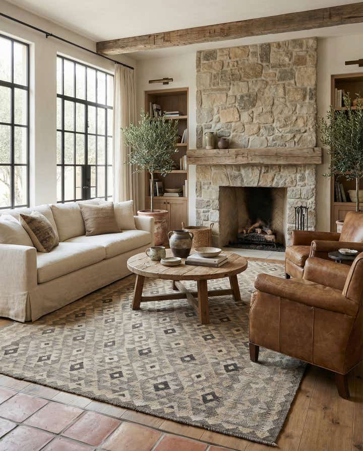 6' 8 x 9' 10 Hand Woven Kilim Maymana Wool Rug