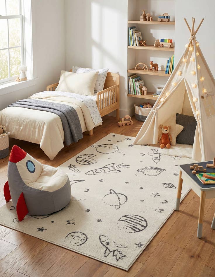 Detail image of 3' 11 x 5' 11 Planets Whimsy Kids Rug