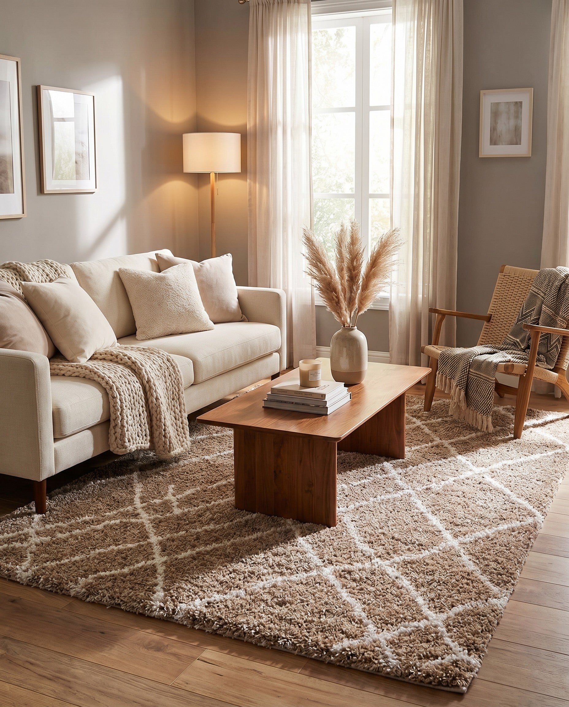 Khaki Soft Touch Shag Square Rug