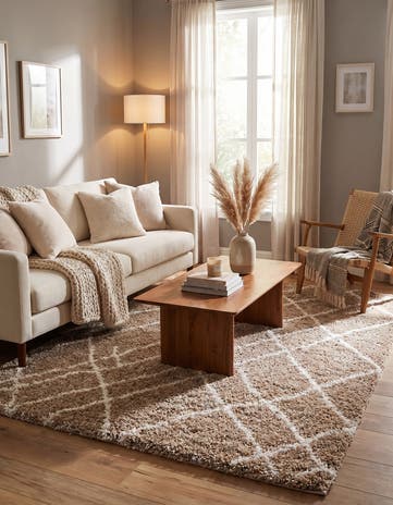 Khaki Soft Touch Shag Square Rug