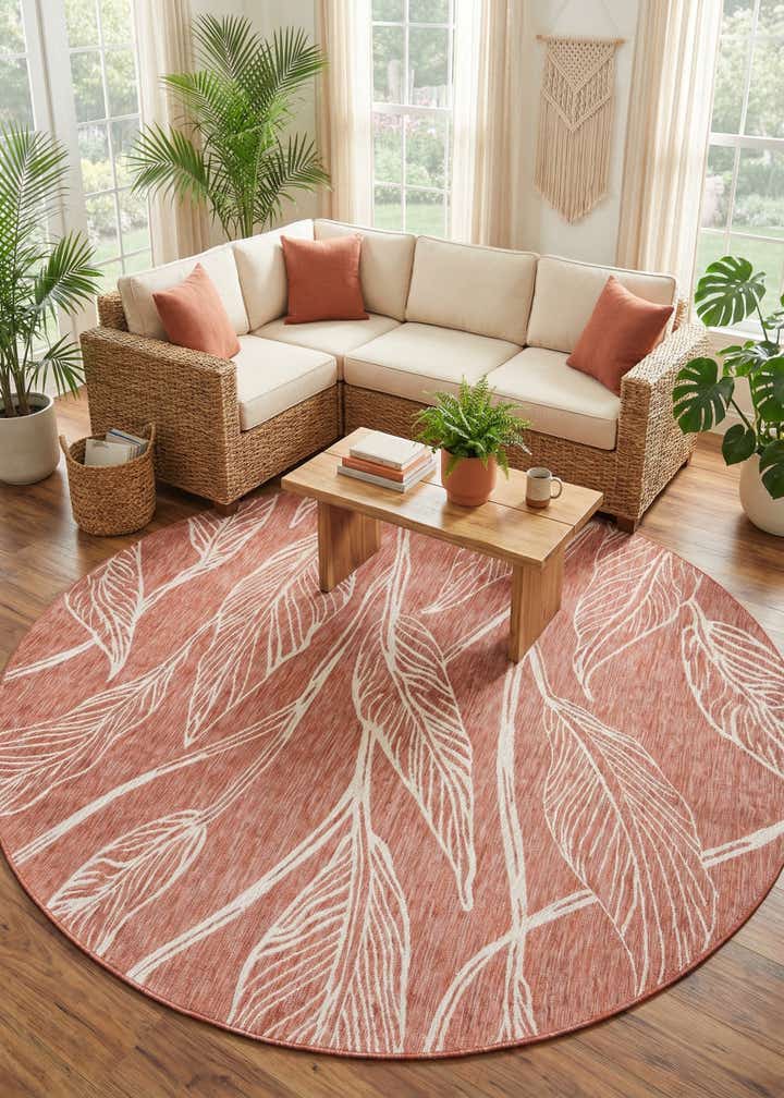 10' 8 x 10' 8 Easy-Clean Botanical Indoor / Outdoor Round Rug