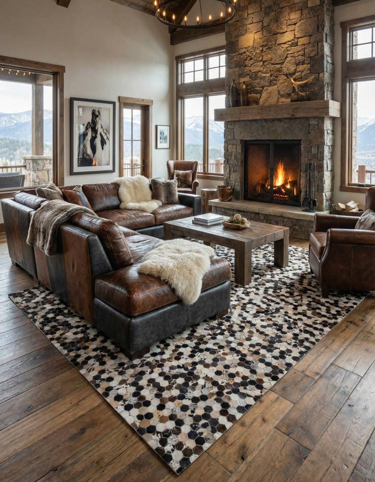 Detail image of  8' x 10' Cowhide Leather Rug