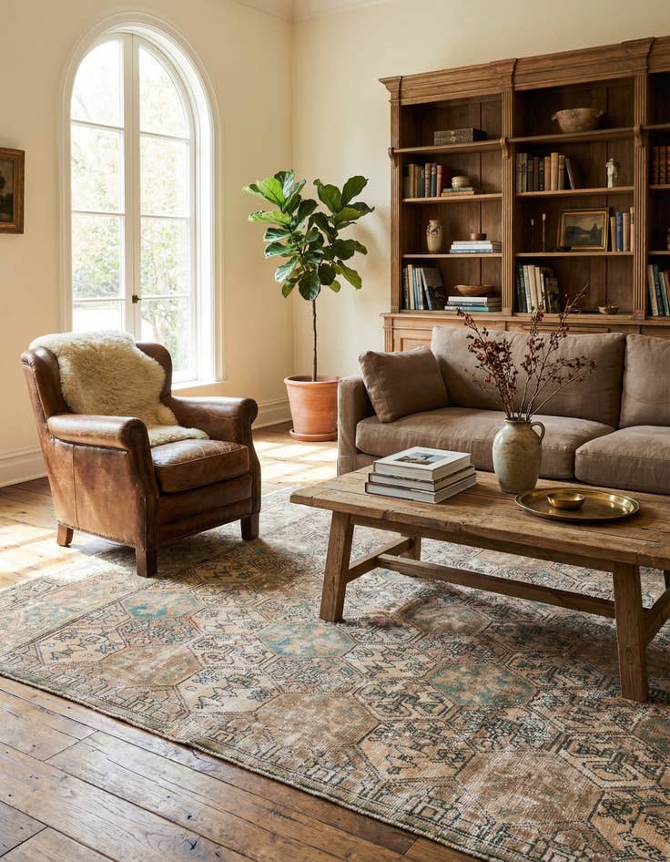 Detail image of 5' 5 x 8' 9  Hand Knotted Ultra Vintage Persian Wool Rug