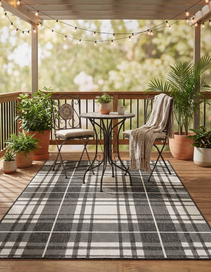 Detail image of  4' x 6'  Washable Checkered Indoor / Outdoor Rug