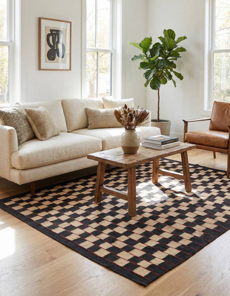 Detail image of 5' 1 x 6' 2  Hand Woven Kilim Modern Wool Rug