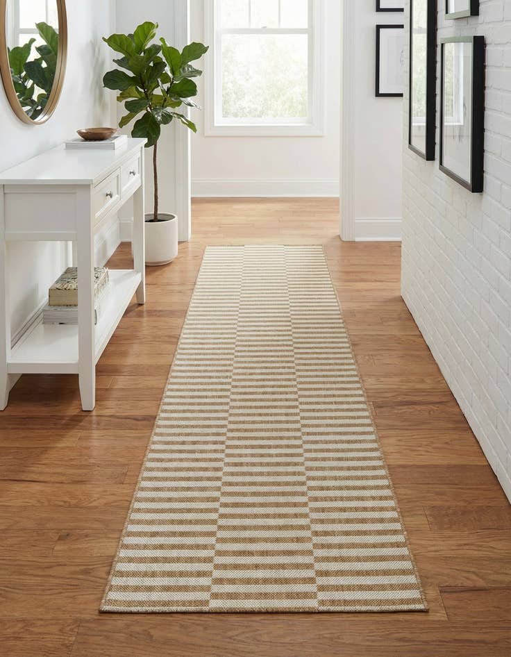 Detail image of 2' 7 x 10'  Washable Striped Indoor / Outdoor Runner Rug