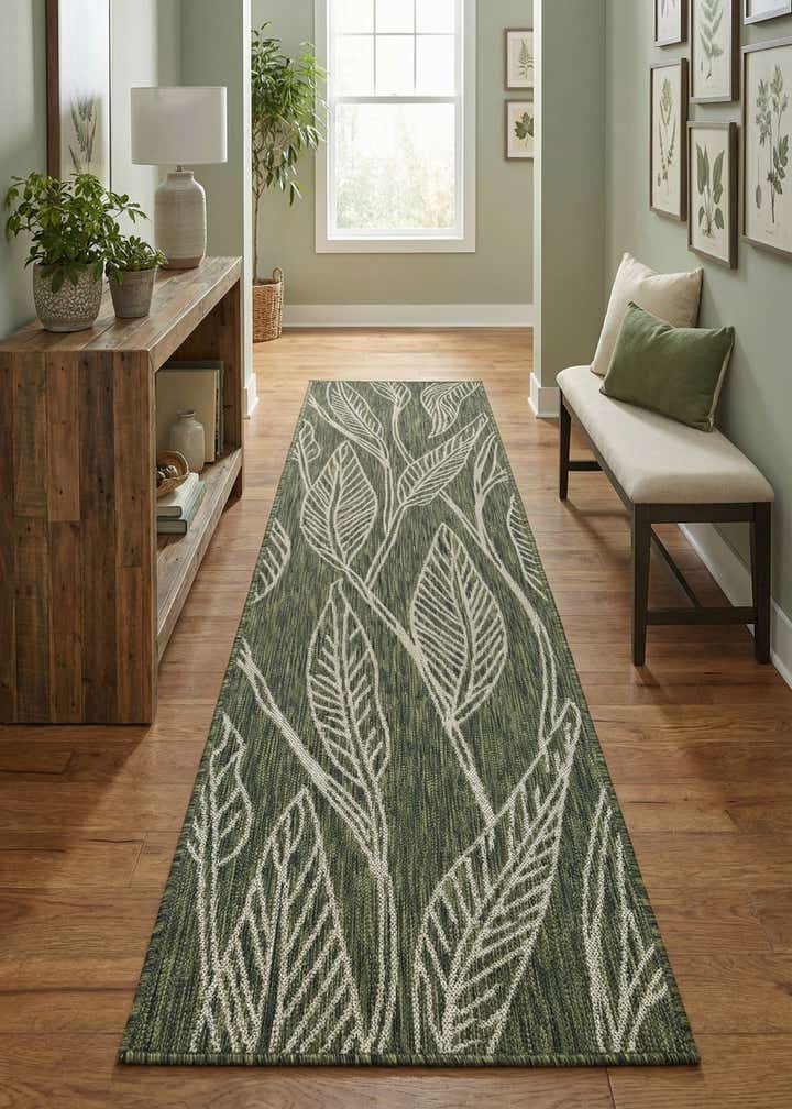 2' x 8' Easy-Clean Botanical Indoor / Outdoor Runner Rug
