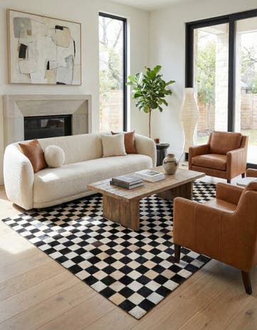 5' x 8' Cowhide Leather Rug