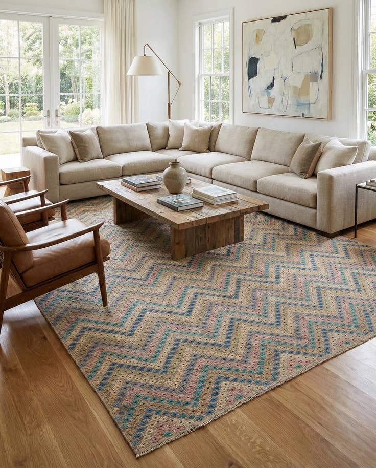 Detail image of 10' 8 x 12' 10 Hand Woven Kilim Modern Wool Rug