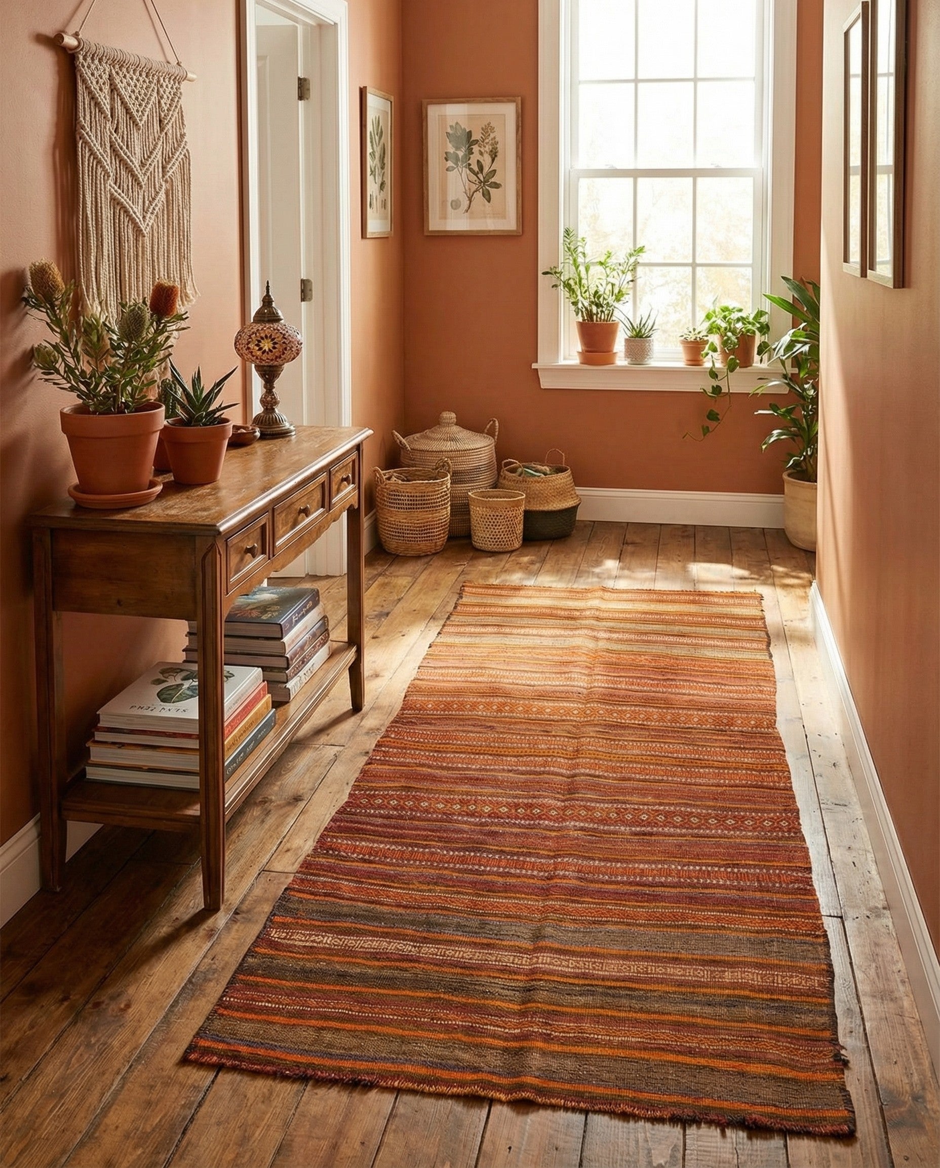 3' 2 x 7' 6 Hand Woven Kilim Fars Wool Runner Rug