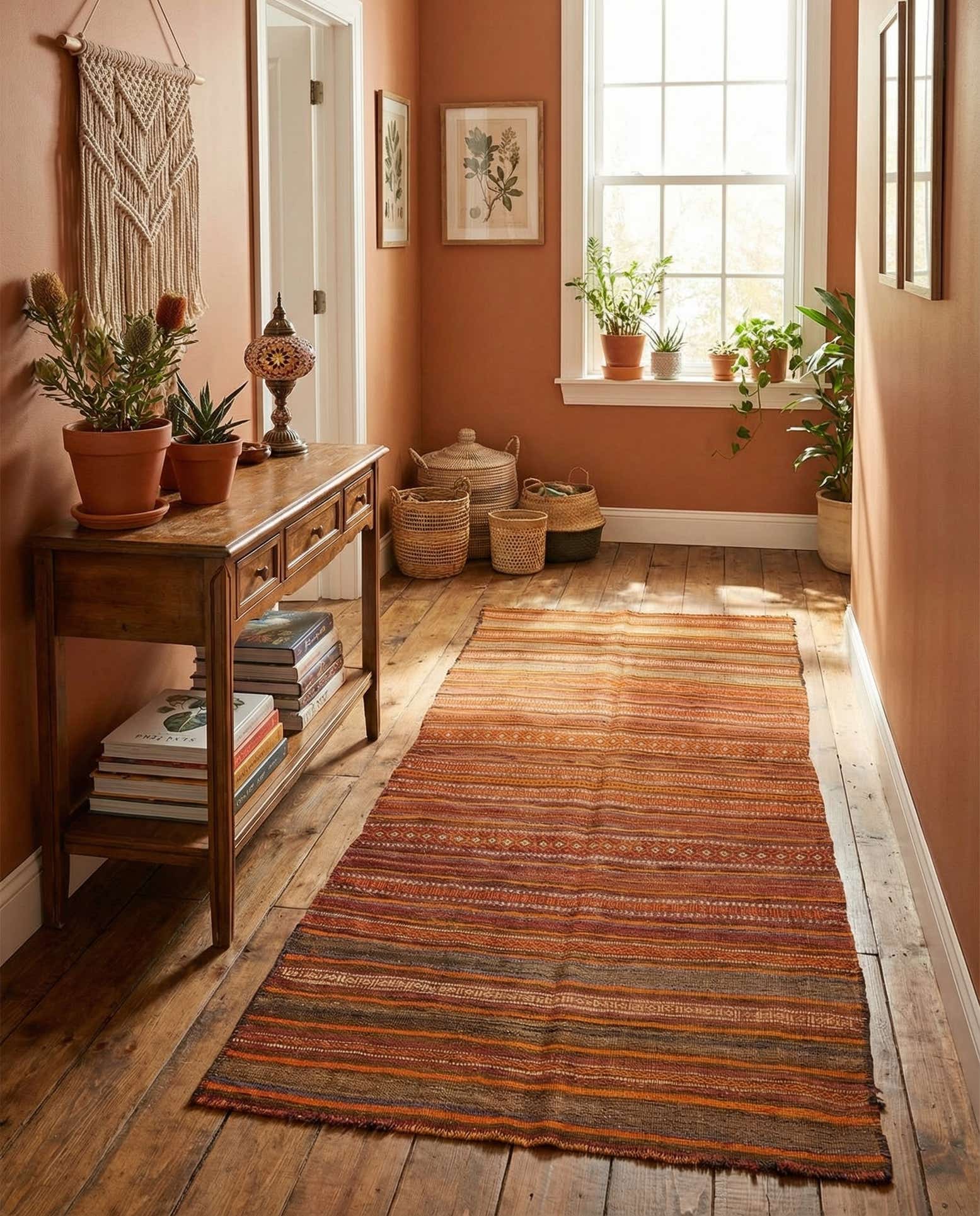 3' 2 x 7' 6 Hand Woven Kilim Fars Wool Runner Rug