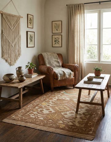 4' 3 x 6' 4 Hand Woven Sumak Wool Rug