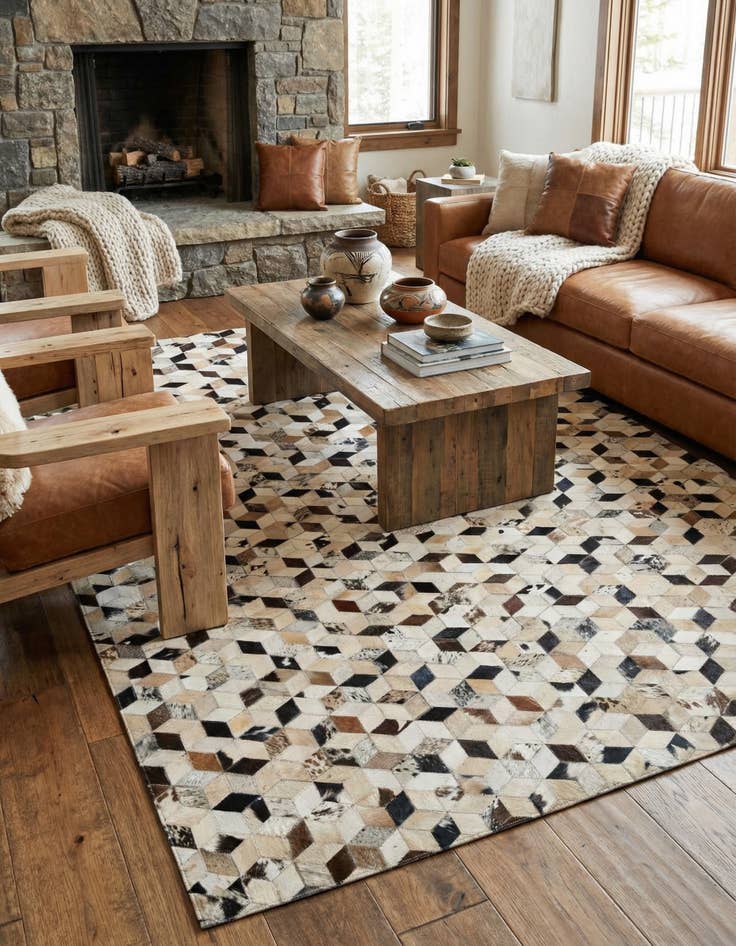 Detail image of 5' 1 x 7' 11 Cowhide - Patchwork Rug