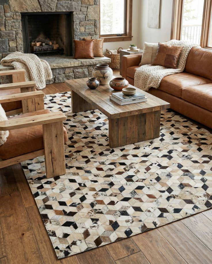 Detail image of 5' 1 x 7' 11 Cowhide - Patchwork Rug