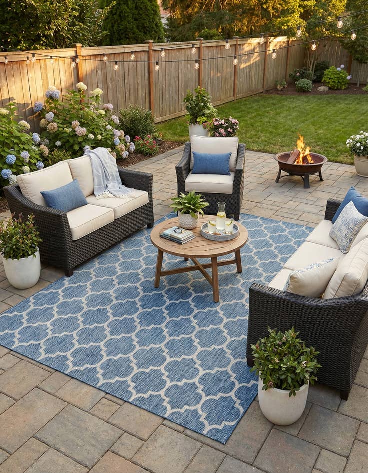 Detail image of  10' x 13'  Washable Lattice Indoor / Outdoor Rug