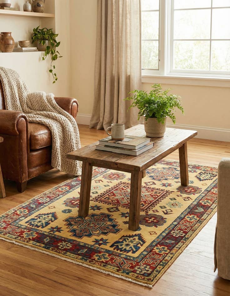 Detail image of 3' 1 x 4' 11  Hand Knotted Kazak Rug