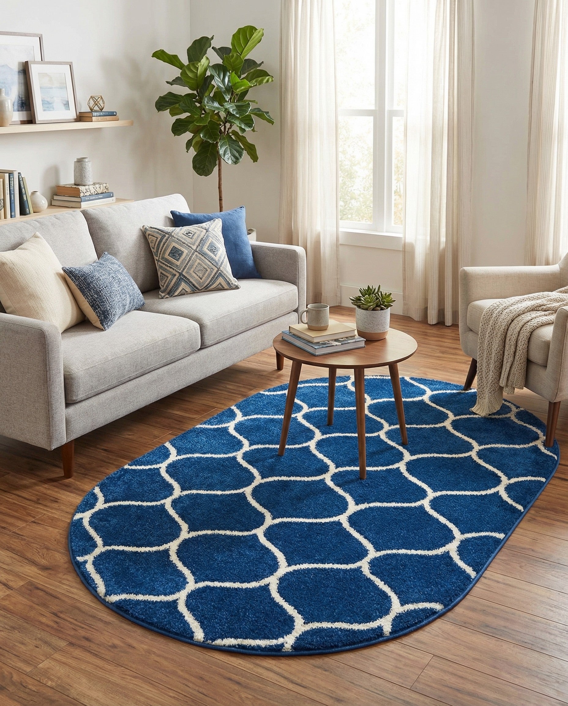  3' x 5' 3 Lattice Frieze Oval Rug