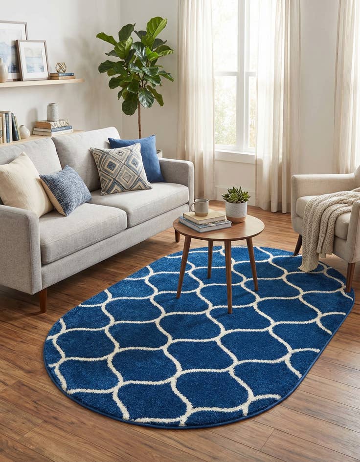 Detail image of  3' x 5' 3 Lattice Frieze Oval Rug