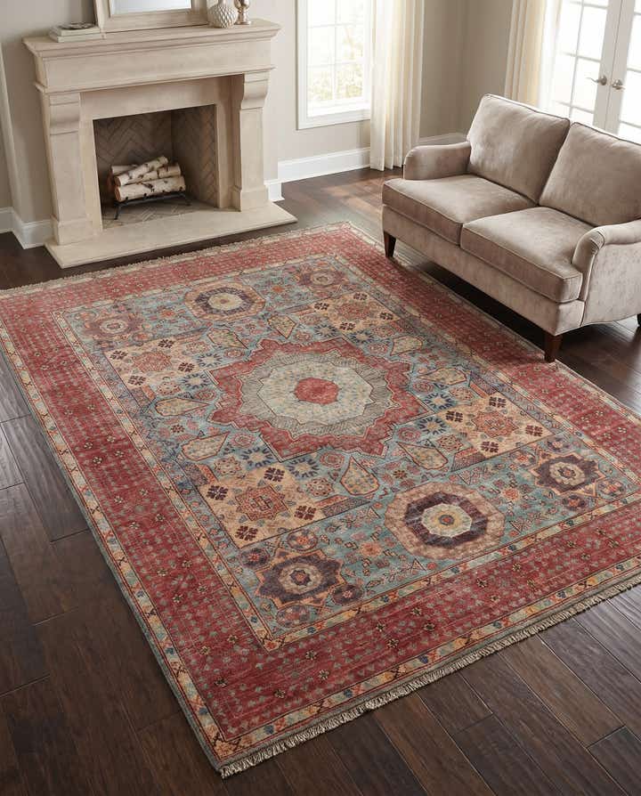 155cm x 210cm anudado a mano Mamluk Ziegler Alfombra