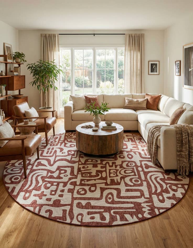 Detail image of  10' x 10'  Washable Modern Indoor / Outdoor Round Rug