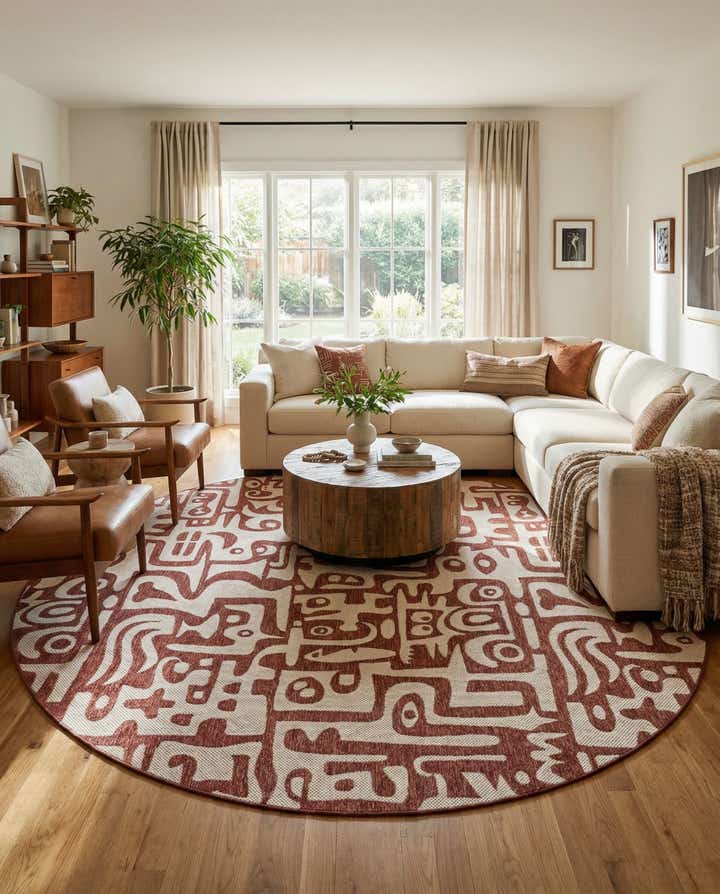 10' x 10' Easy-Clean Modern Indoor / Outdoor Round Rug