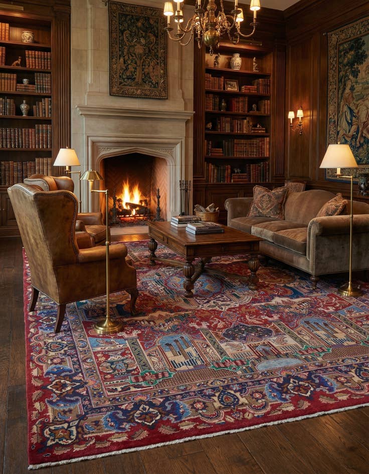 Detail image of 10' x 12' 5  Hand Knotted Kashmar Persian Wool Rug