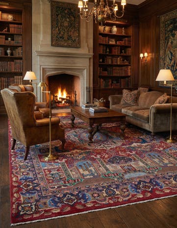 10' x 12' 5 Hand Knotted Kashmar Persian Wool Rug