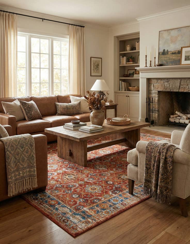 Detail image of 9' x 12'  Washable Traditional Indoor / Outdoor Rug