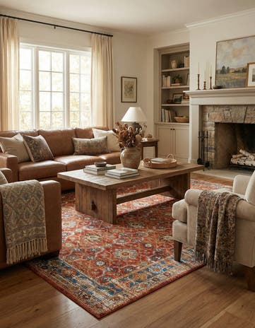 9' x 12' Easy-Clean Traditional Indoor / Outdoor Rug