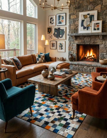 5' 1 x 8' Cowhide Leather Rug