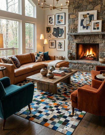 5' 1 x 8' Cowhide Leather Rug