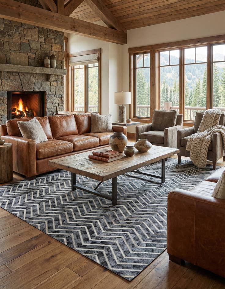 Detail image of 5' x 8' Cowhide Leather Rug