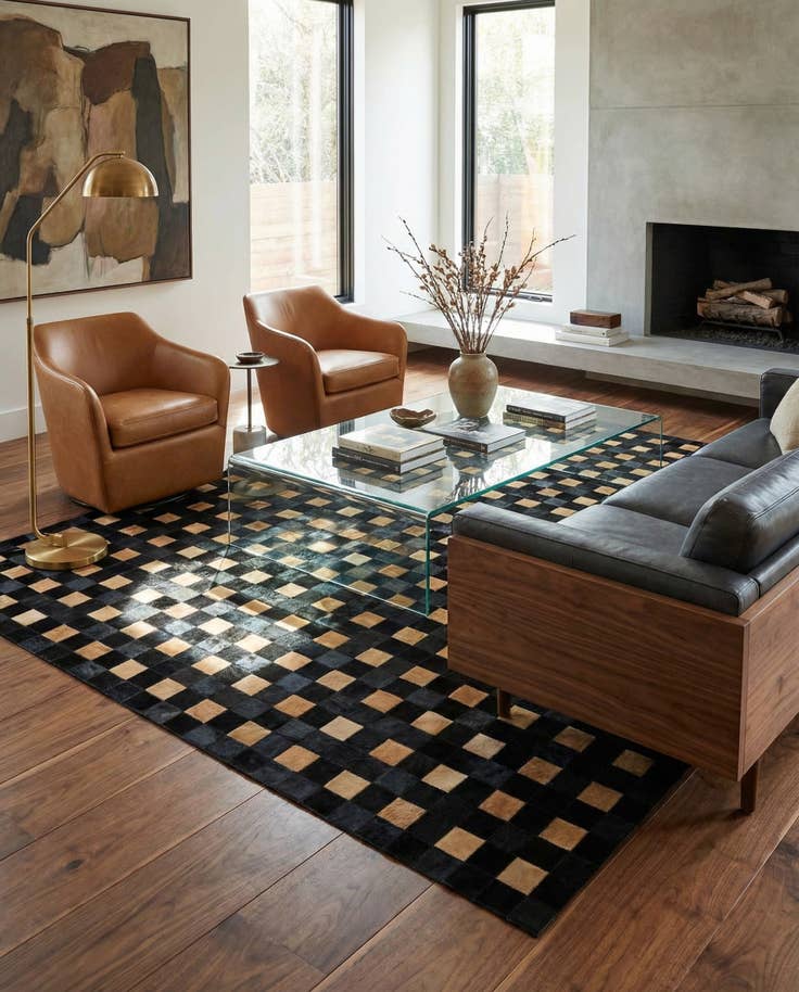 Detail image of 5' 1 x 7' 11 Cowhide - Patchwork Rug