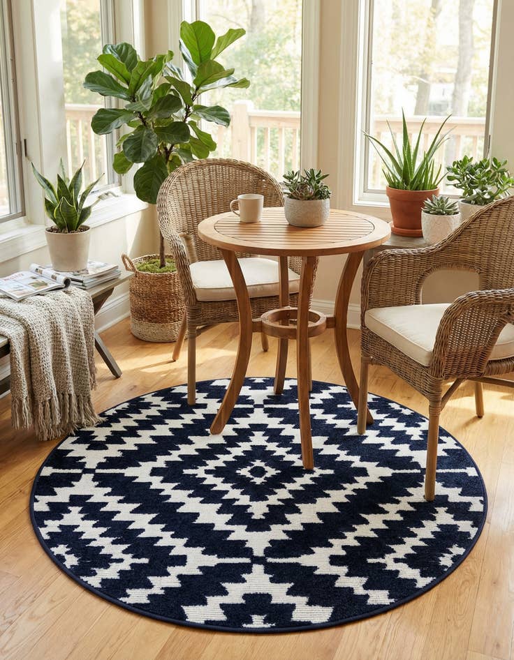 Detail image of 3' x 3'  Washable Sabrina Soto Indoor / Outdoor Round Rug