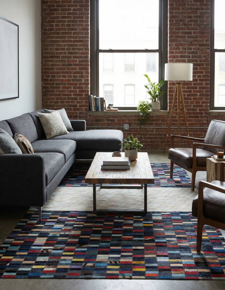 Detail image of 5' 1 x 8' Cowhide Leather Rug