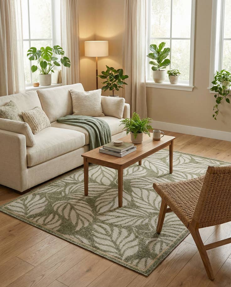 Detail image of 4' x 6' Easy-Clean Botanical Indoor / Outdoor Rug
