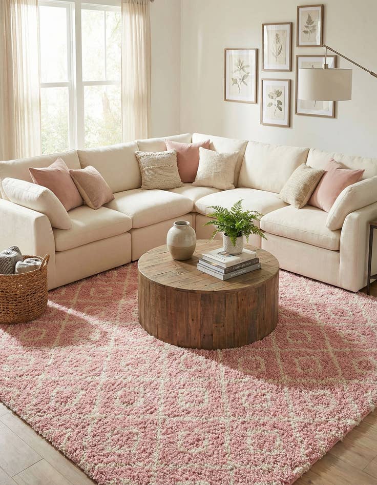 Detail image of  10' x 10' Lattice Shag Square Rug