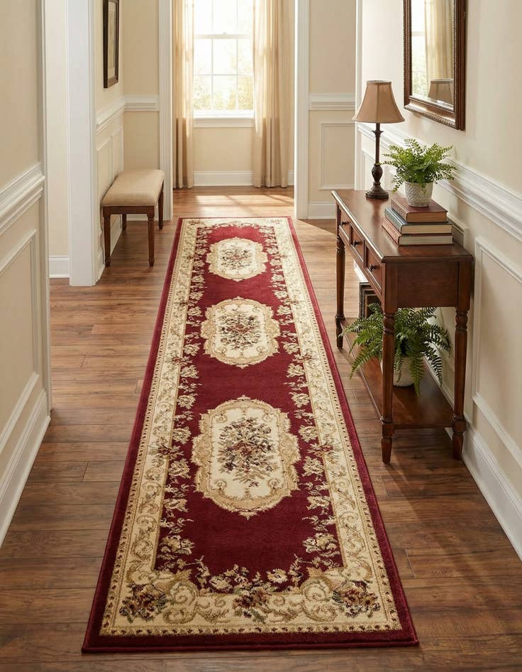 Detail image of 2' 7 x 12' Classic Aubusson Runner Rug