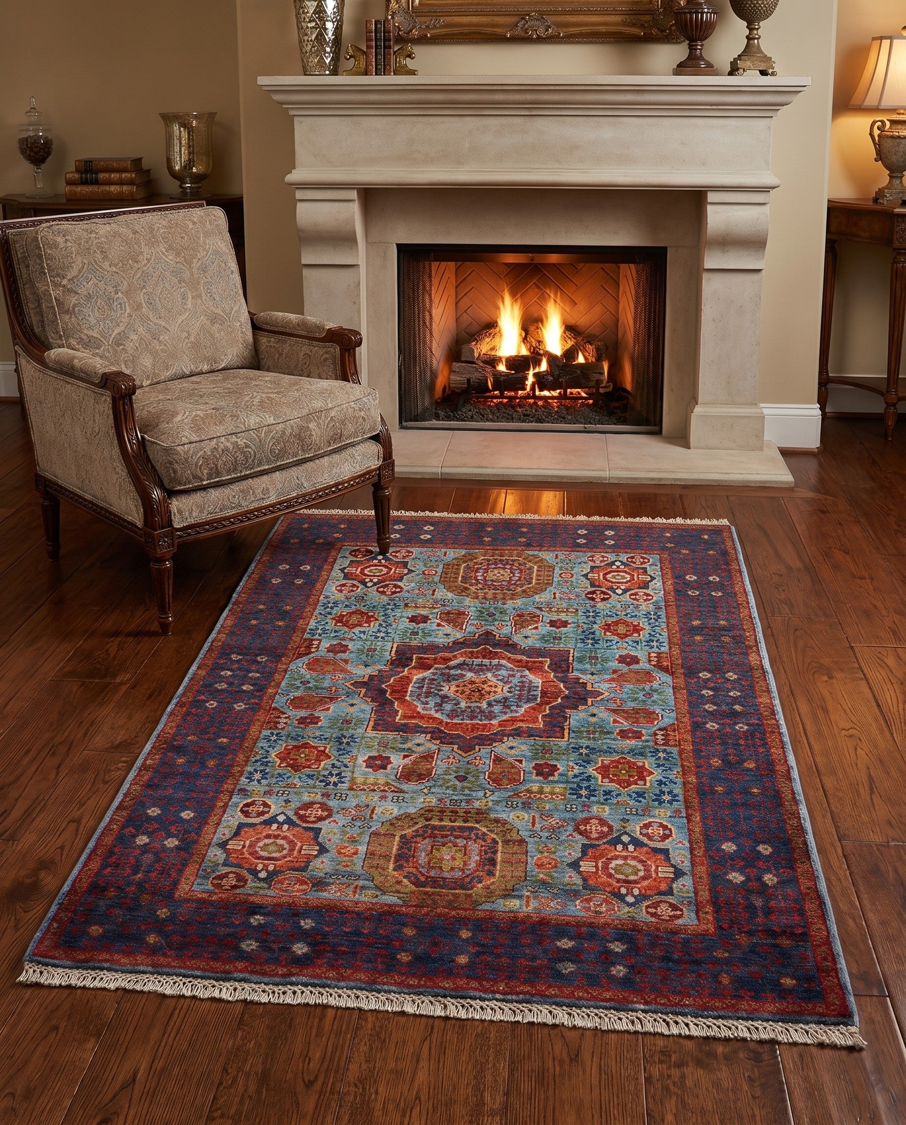 3' 4 x 5' Hand Knotted Mamluk Ziegler Rug