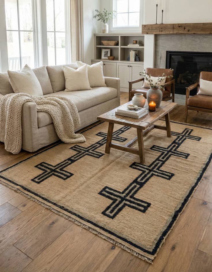 Detail image of 4' 8 x 7' 1  Hand Knotted Darya Wool Rug