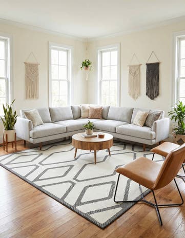 Ivory White Prismatic Square Rug