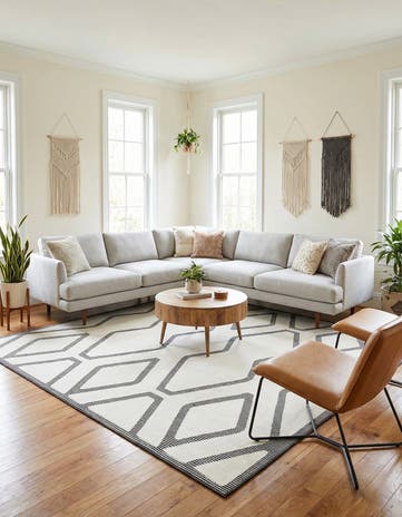 Ivory White Prismatic Square Rug
