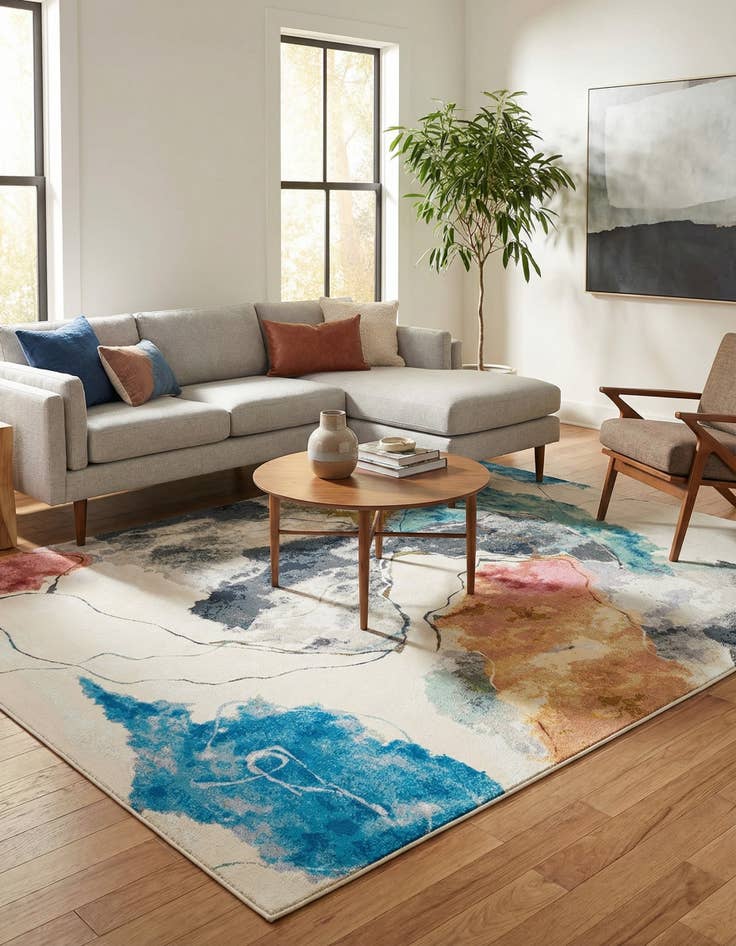 Detail image of  9' x 12'  Washable Modern Indoor / Outdoor Rug