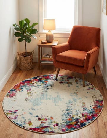 3' 3 x 3' 3 Washable Theia Round Rug