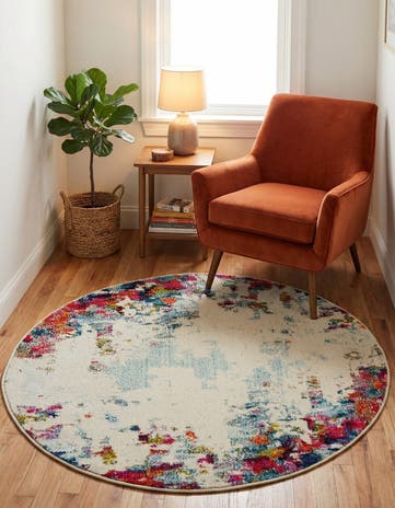 3' 3 x 3' 3 Washable Theia Round Rug