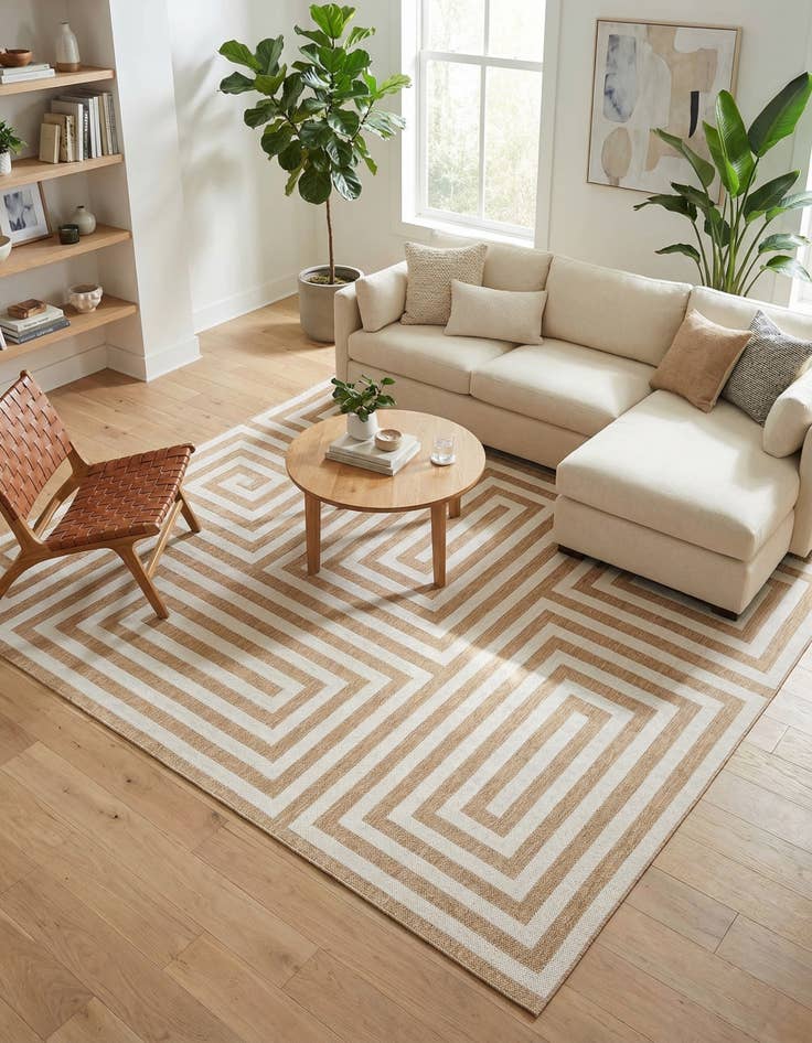 Detail image of  13' x 13'  Washable Modern Indoor / Outdoor Square Rug