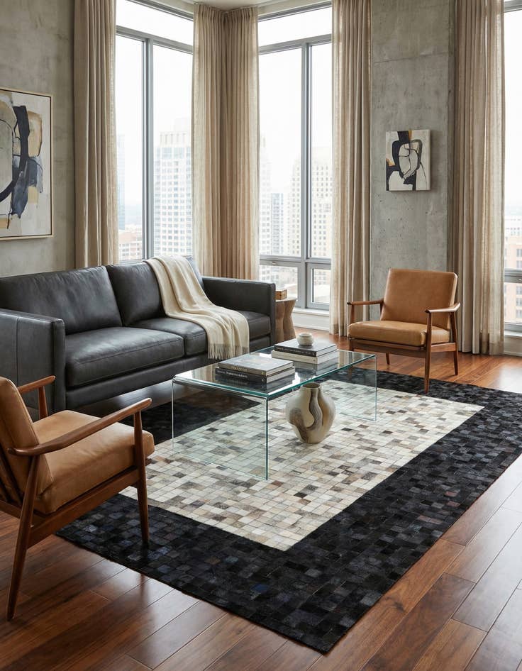 Detail image of 5' 1 x 7' 10 Cowhide - Patchwork Rug